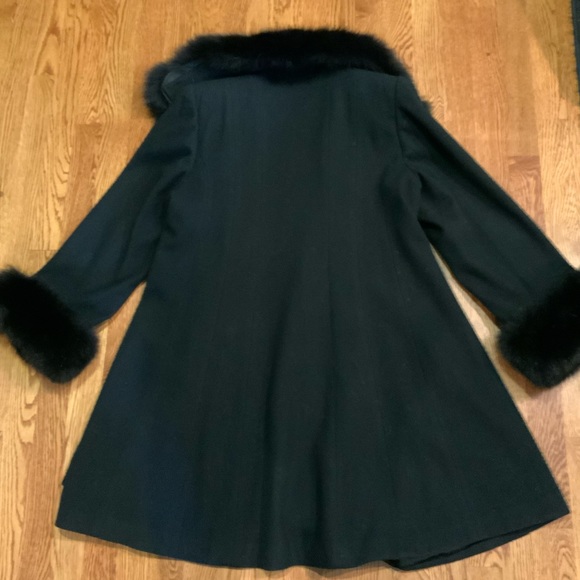 Marvin Richards Women Coat Lambswool Black Size 10 Faux Fur Collar Cuffs #EL14 - Picture 9 of 9